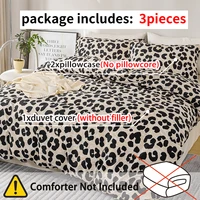 3pcs Leopard Print Duvet Cover Set, Soft Skin-Friendly Bedding Set Includes 1 Duvet Cover And 2 Pillowcases 3