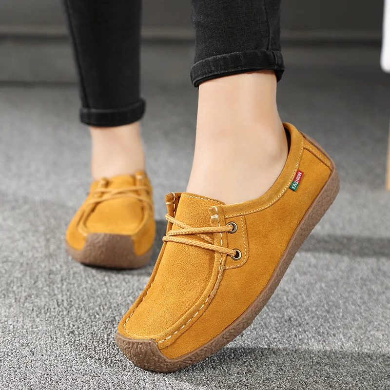 Women Genuine Leather Shoes Flats Comfortable Sneakers Slip On Female Casual Walking Footwear Loafers Shoes zapatos de mujer