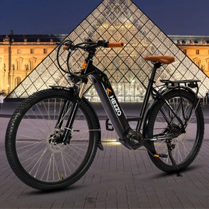HEZZO HM-S27 Electric Bicycle Middle Drive Motor City E Bike 500W 48V Bafang M600 17.5AH LG ithium Battery Ebike For Adults