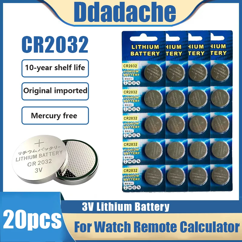 

Original CR2032 DL2032 ECR2032 BR2032 2032 CR 2032 3V Lithium Button Cell Coin Battery Long Lasting for Watches