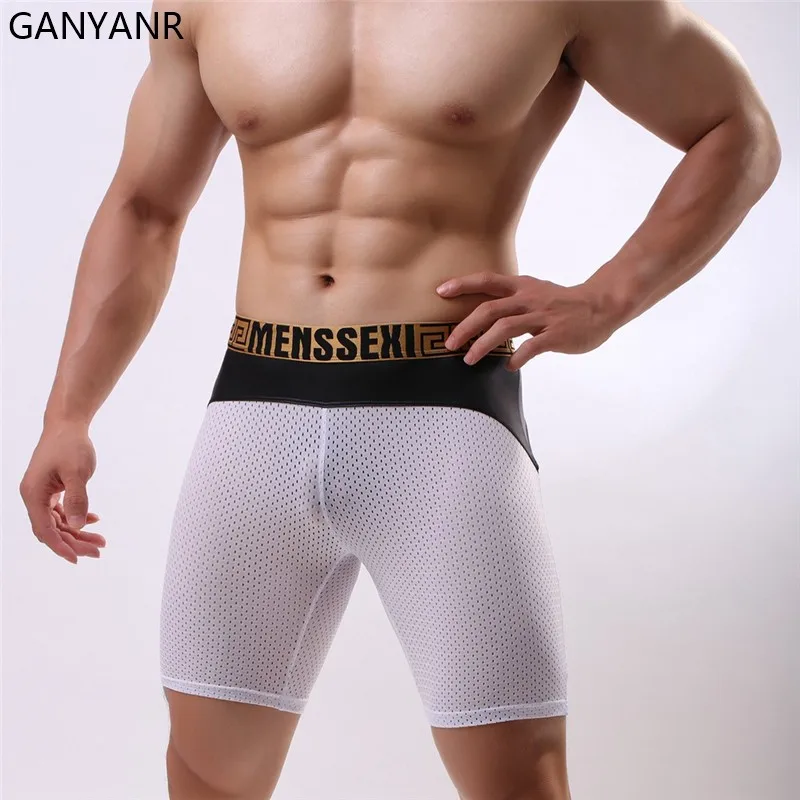 GANYANR Men Running Tights Compression Shorts Leggings Gym Sportswear Fitness Sport Basketball Sexy Yoga Training Workout Track