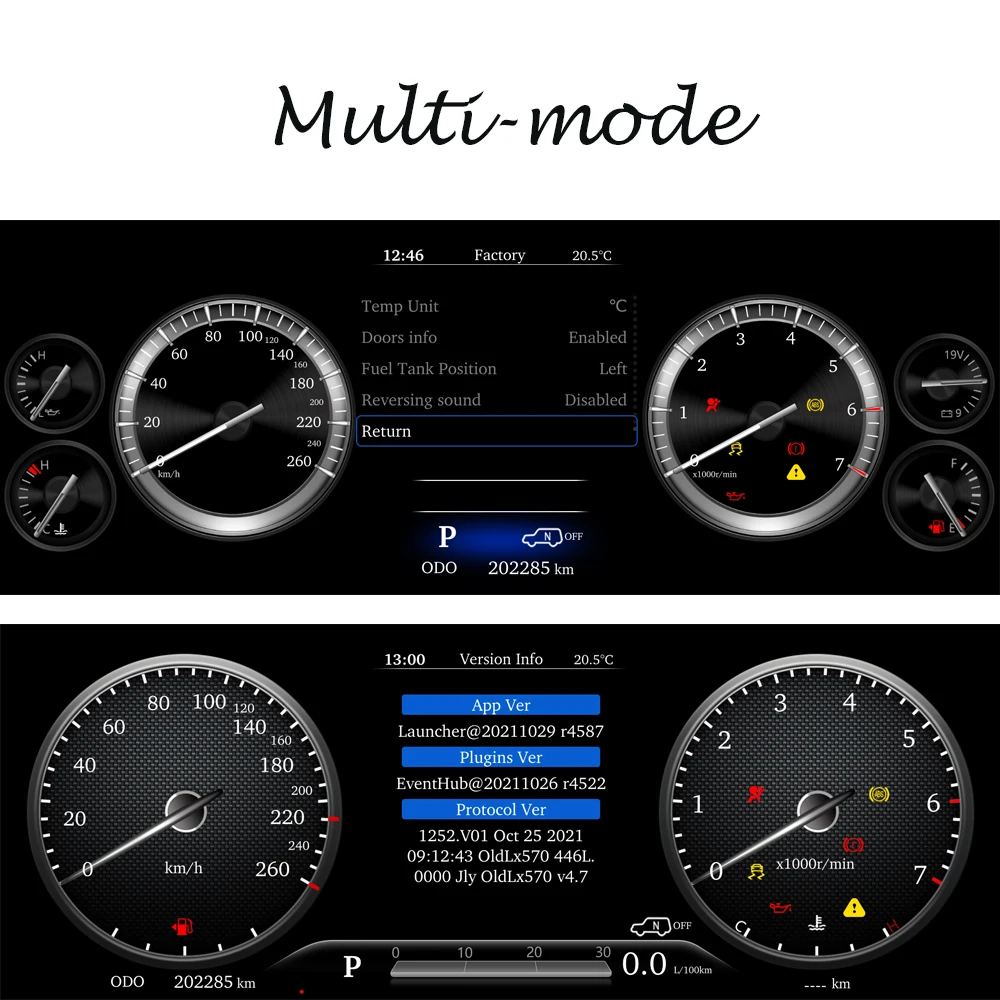 Panel de Instrumentos con Velocímetro Digital de 12.3'' para Toyota Alphard Vellfire Anh20 AGH20 AH20 AH30, Pantalla LCD para el Tablero 2