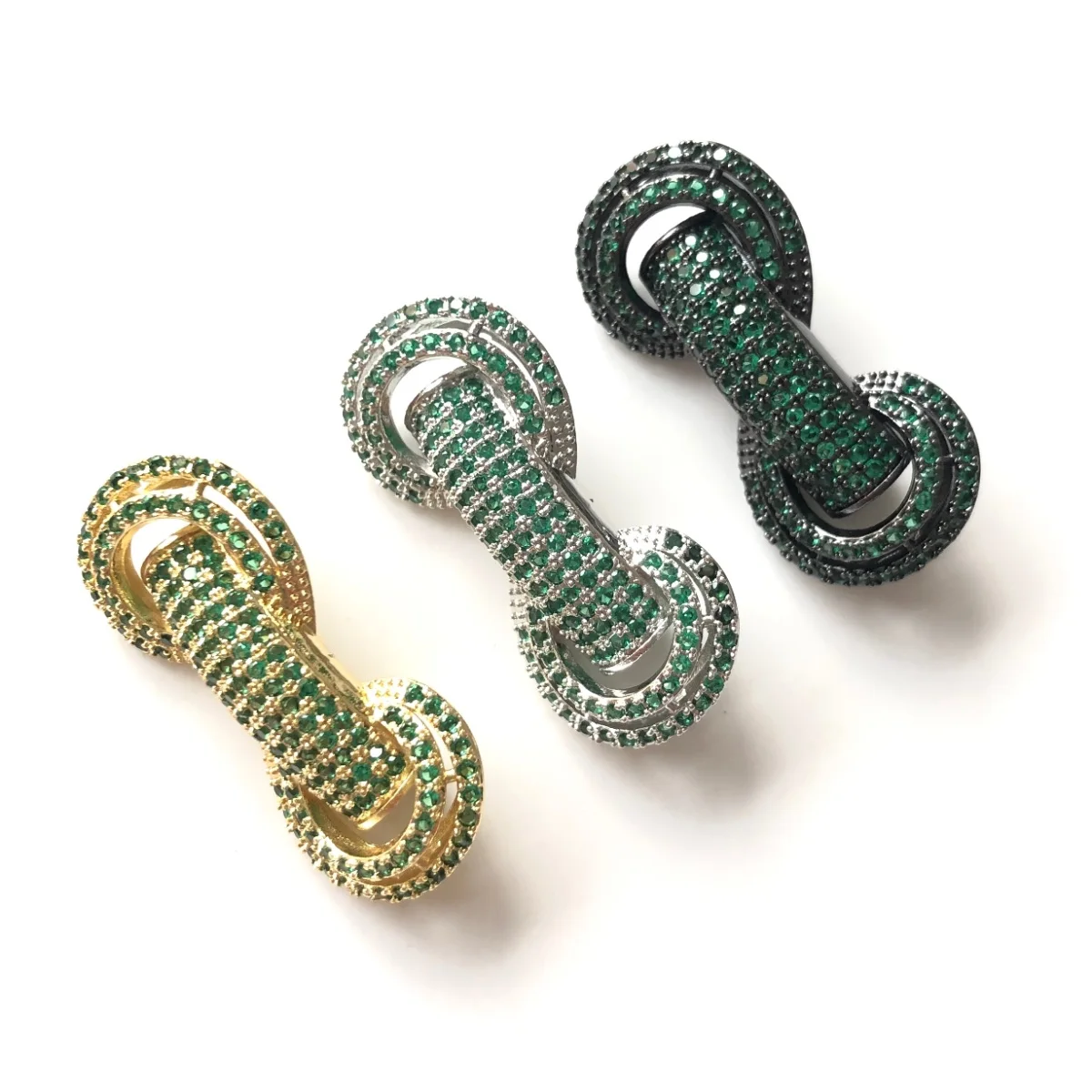 5pcs Green Zirconia Micro Paved Curved Tube Bar Spacers Bead for Women Bracelet Necklace Making Jewelry Centerpiece  Accessories