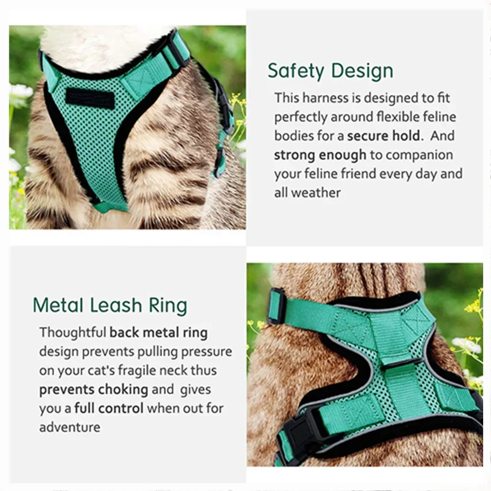 Cat Harness and Leash for Walking Escape Proof Soft Adjustable Vest Harnesses for Cat Breathable Reflective Strips Jacket rabbit harness and leash set rabbit harness set