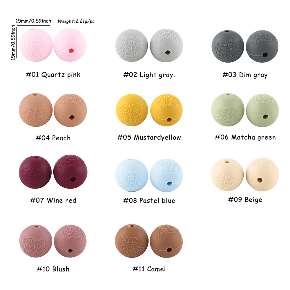 Set of 10 Embossed Silicone Craft Balls - 15mm