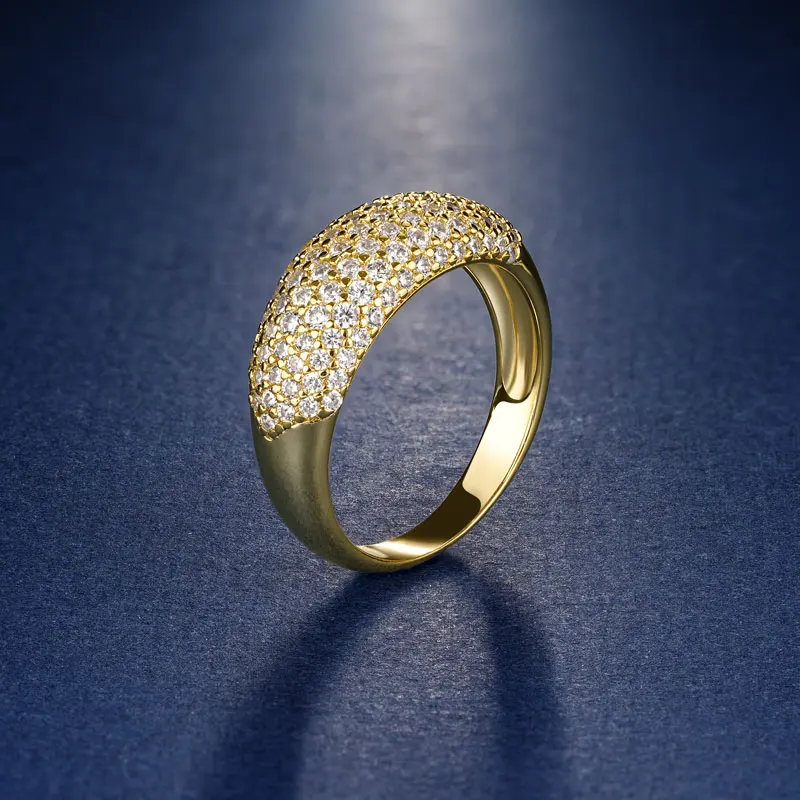 Rrjzz Rundschliff CZ Simulierter Diamant Pave Ring 14K vergoldet Vintage Eternity Ring für Damen Herren Party Alltag Schmuck Geschenke – Detail 14