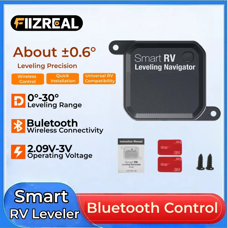 FIIZREAL Smart RV Leveling Navigator RVS01, Bluetooth Wireless Control with Real Time Precise Leveling Measurements, Battery Excluded