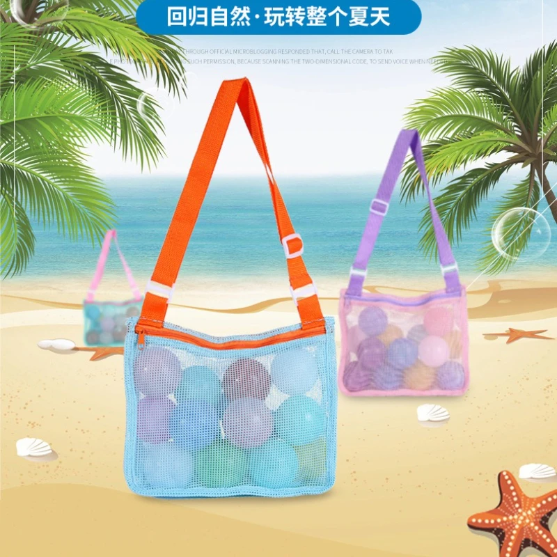 Kids Toy Storage Bag Quick-Dry Mesh Beach Shoulder Bag for Travel & Outdoor Play Breathable Lightweight Beach Bag