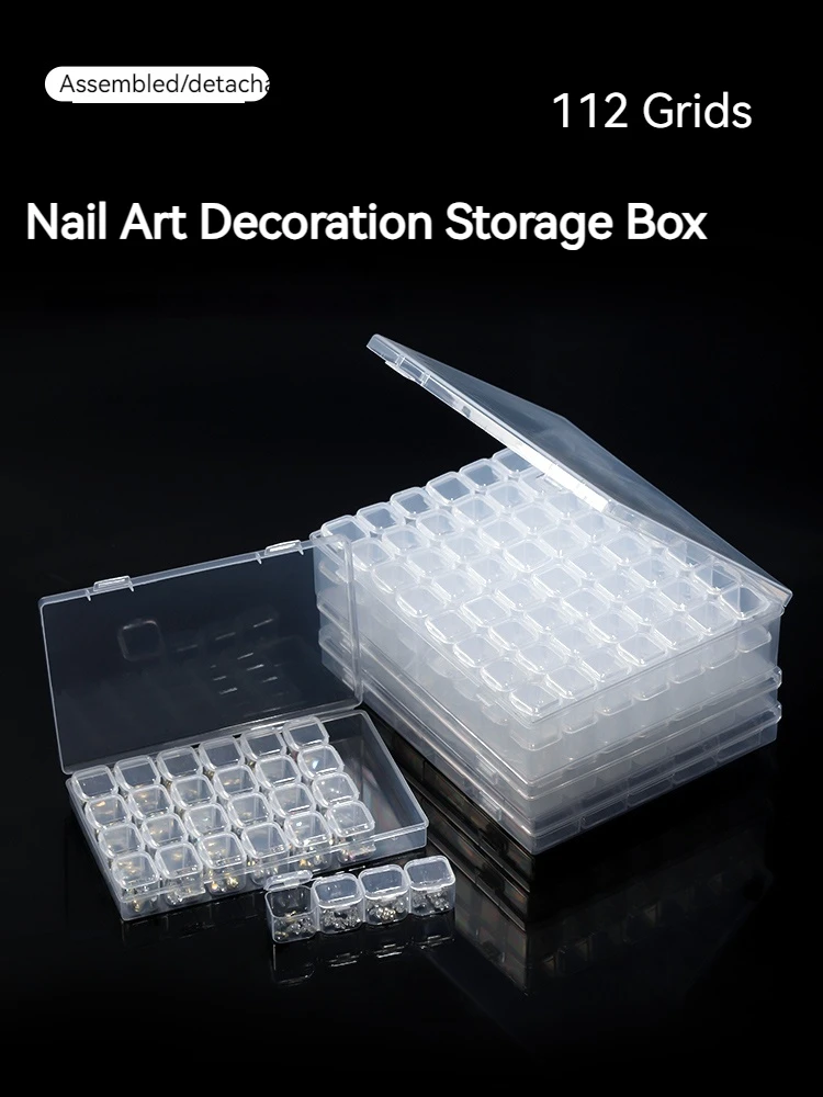

28/30/56/112 Grids Empty Clear Nail Art Decoration Storage Box Jewelry Beads Gems Case Nail Glitter Rhinestone Container