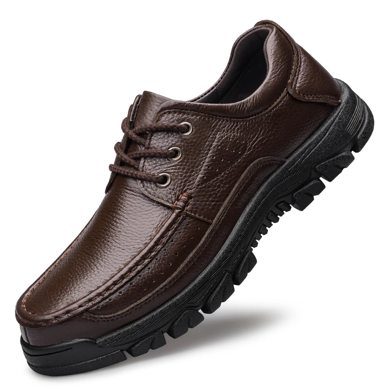 Handmade Leather Men Casual Shoes Soft Sole Comfortable Loafers for Men Fashionable Slip-on Driving Shoes Non-slip Business Shoe