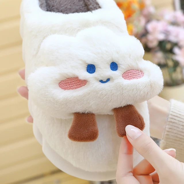 Womens Cartoon Slipper Fluffy Fuzzy Slippers Mens Soft Plush Winter Cute  Slip On