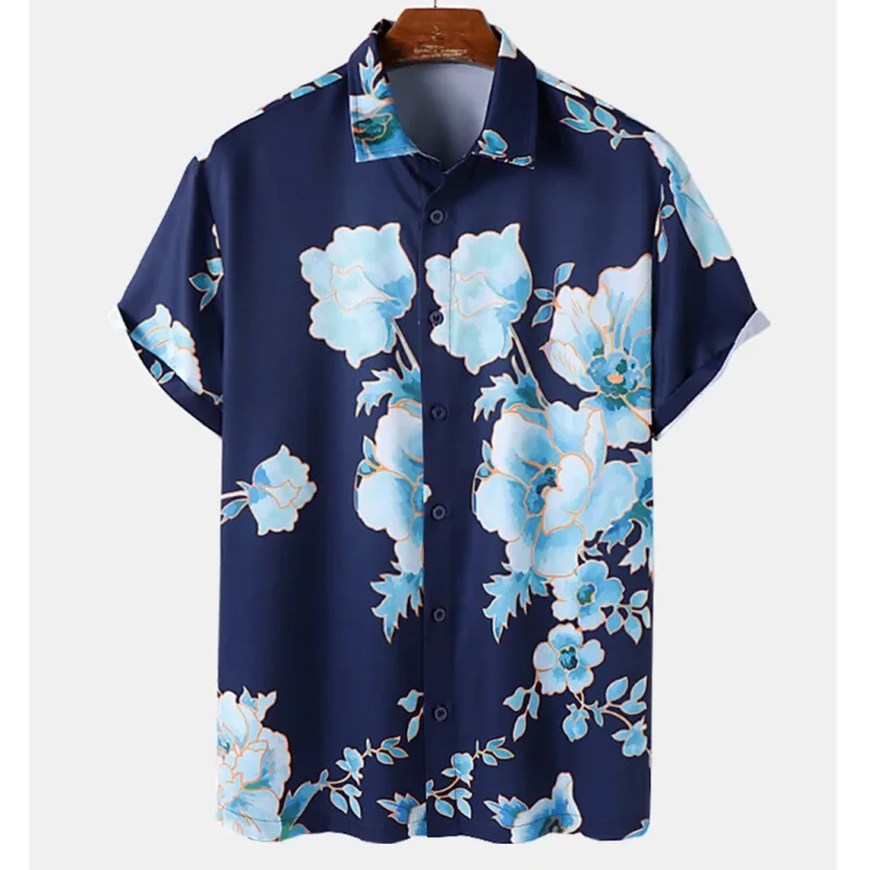 

Summer Party Floral Shirt For Men 3d Printed Hawaiian Man Clothing Short Sleeve Tops Streetwear Camisas Casuais Loose Blouse