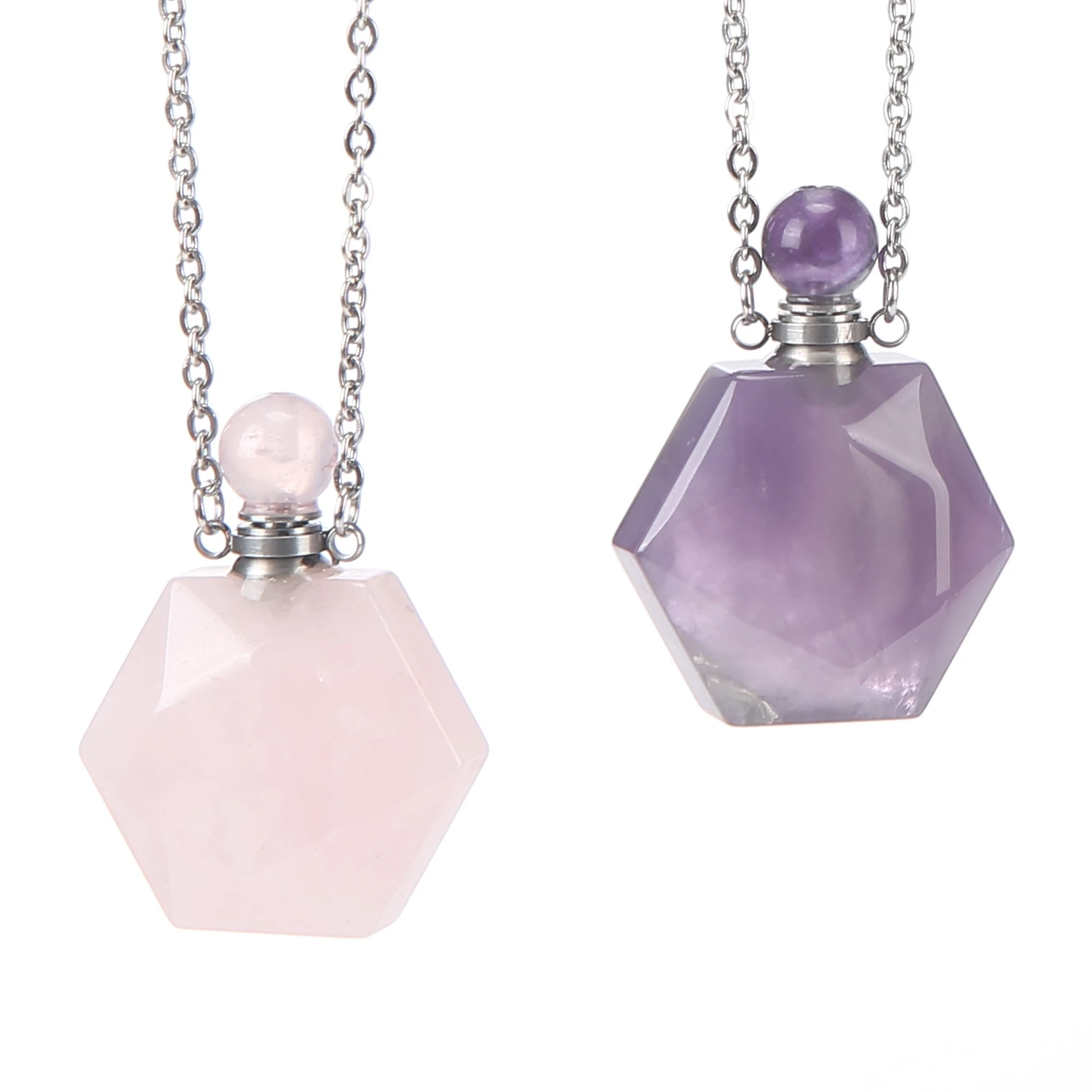 Natural Crystal Hexagonal Perfume Bottle Pendant Fashion Personality Party Pendant Use Pendant Anytime Anywhere