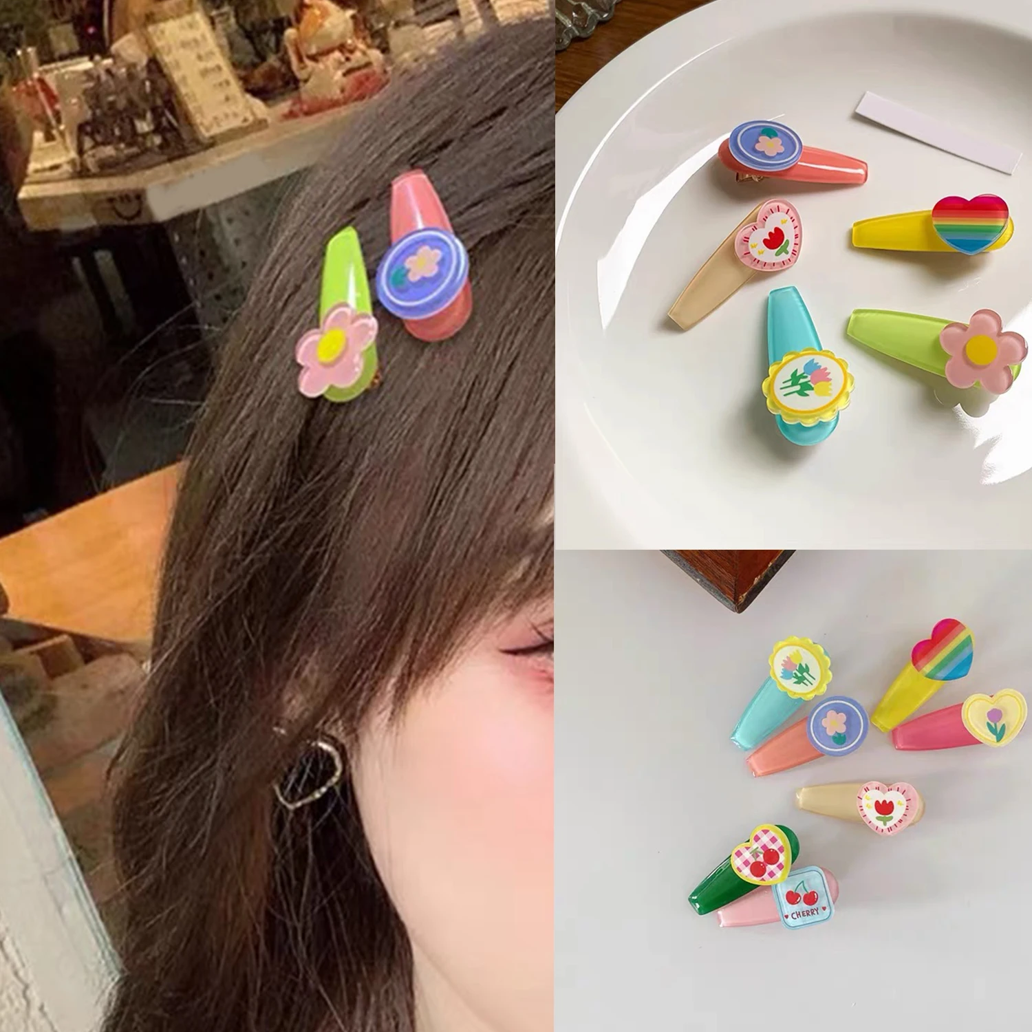 

1Pcs Girls Cute Cartoon Flower Fruit Hairpins Sweet Colorful Hair Clip Barrettes Headband For Children Kids Hair Accessories