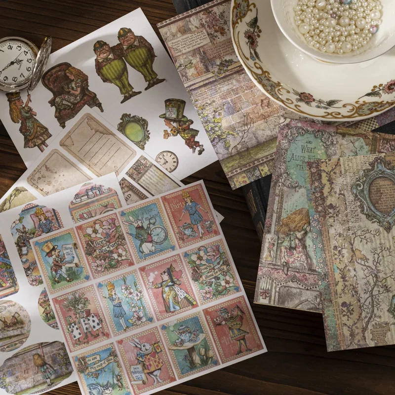 

25Pcs Base Stickers European Alice s Garden Palace Princess literary Decoration Base Package Material Stationery Journal