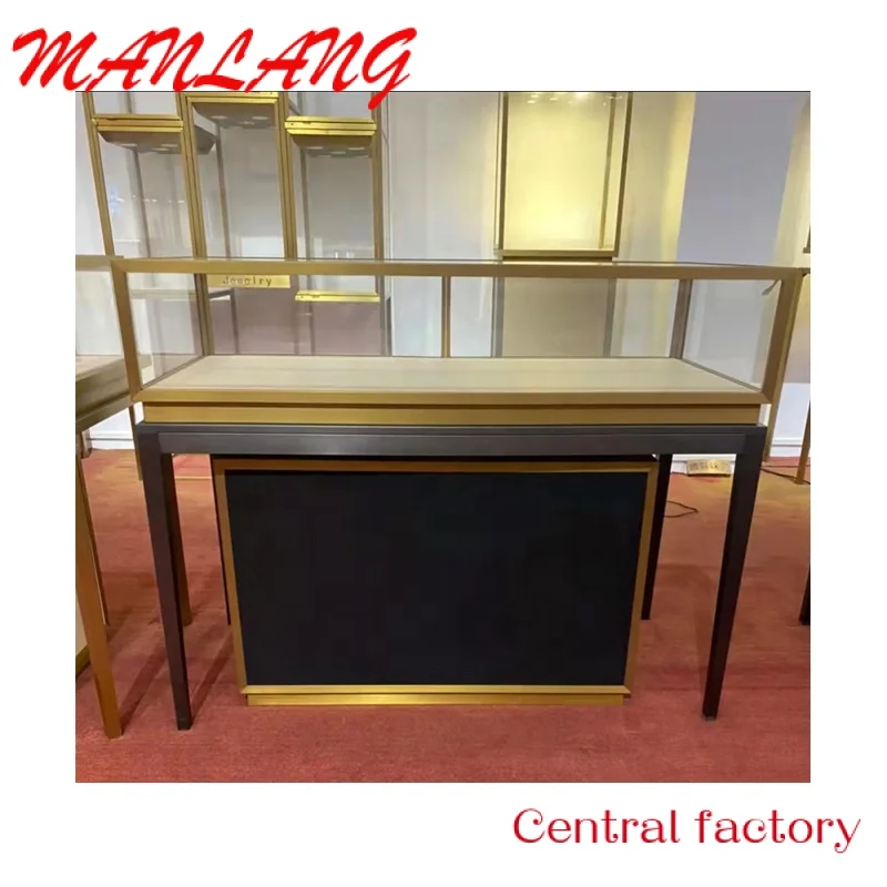CustomAntique Gold Black Glass Jewelry Showcases ,Jewelry Display Glass Showcase , One Stop Shop Fittings Solution customcustom modern fashion wooden jewellery accessories wooden wall glass cabinet jewelry display jewelry showcases