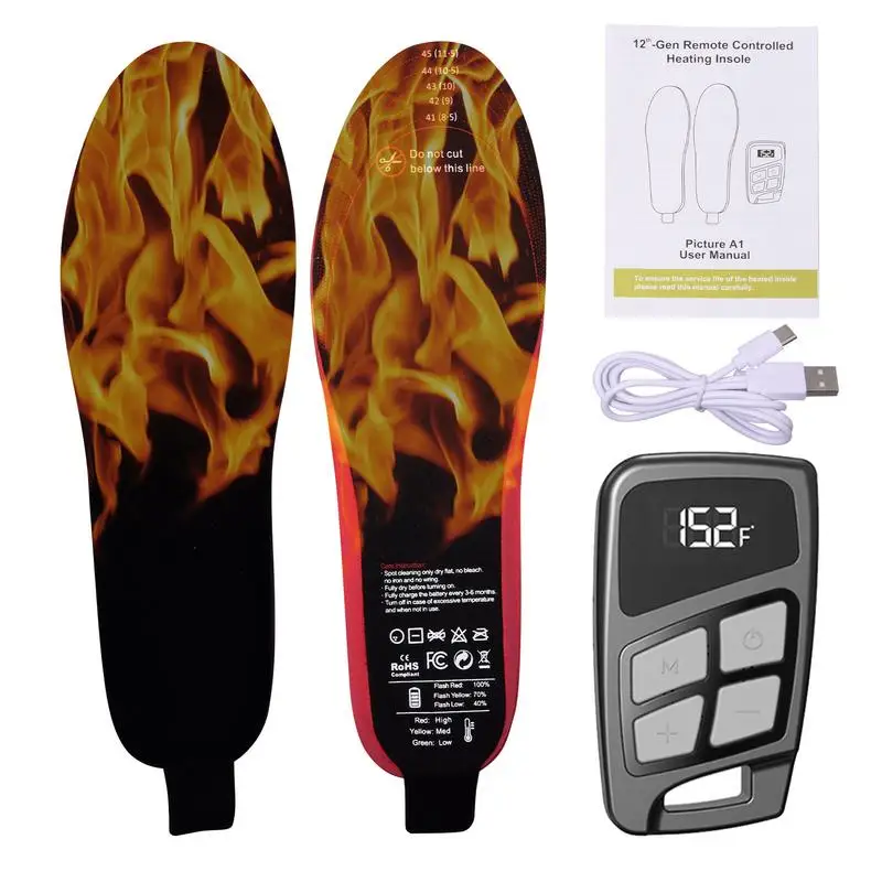 

USB heated insoles Fast Heating Electric Insoles 3 Temperature Settings and Remote 3500mAh Battery Rechargeable Foot Warmer