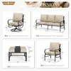Patio Furniture Sets for 7 Outdoor Conversation Set 7 Pcs with 2 x Swivel Chairs, 2 x Armrest Sofa Chairs, 1 x 3-Seat Sofa 2