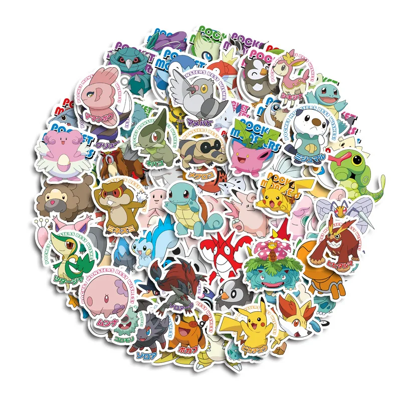 50pcs/100pcs Pokemon Anime Stickers Pikachu Kawaii Sticker Laptop Suitcase Skateboard Guitar Phone Cartoon Kid Gift Toys 5