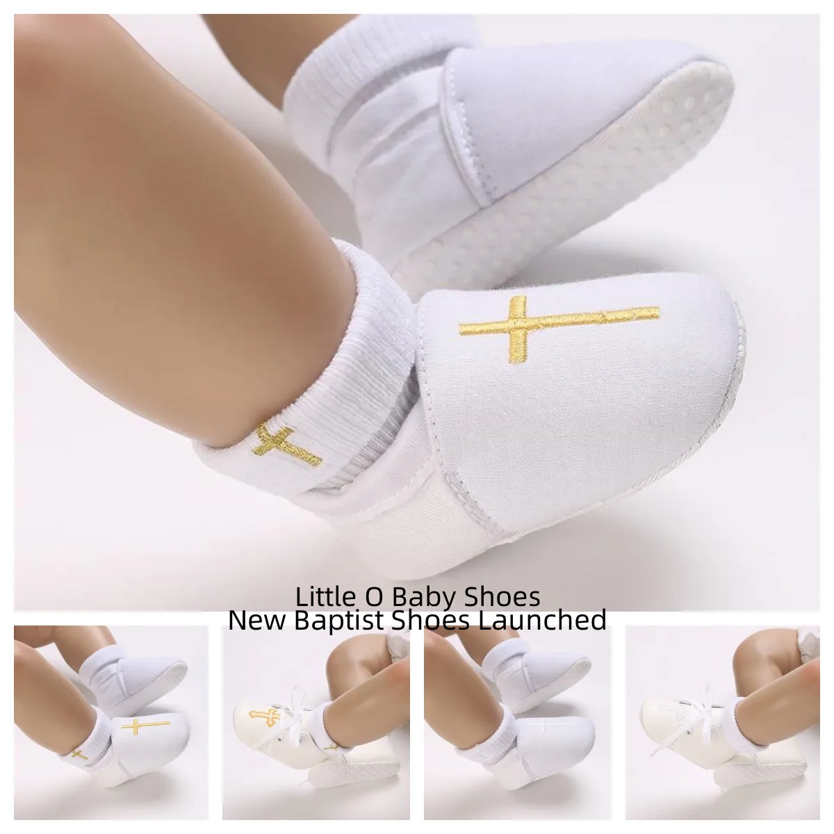 0-18 Months Baby Shoes Soft Sole White Baptist For Boys and Girls