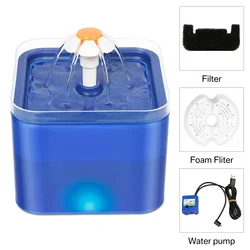 Ultra - Silent LED Cat & Small Dog Water Fountain, 67oz Capacity, Automatic Dispenser (Blue 2L)