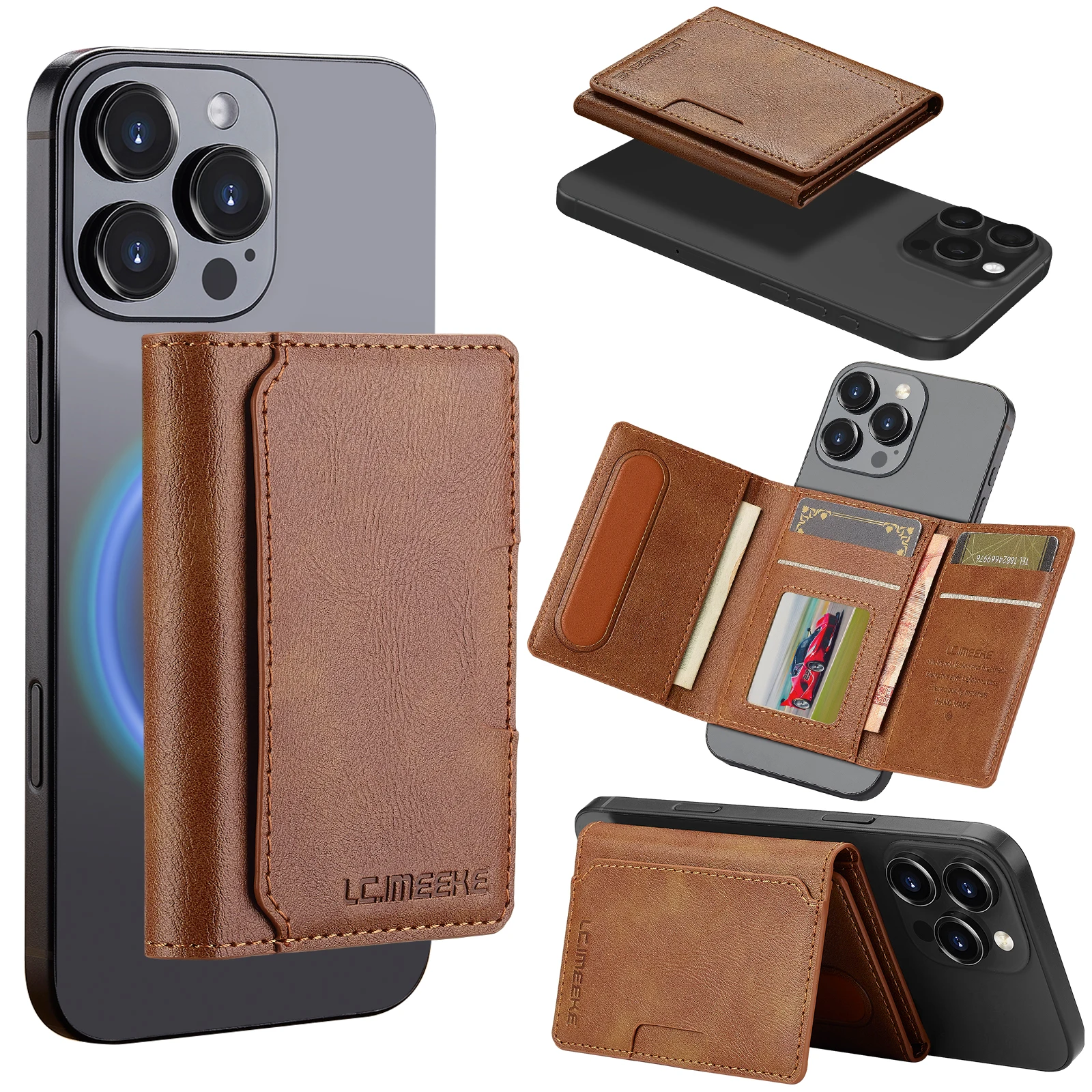 Magnetic Leather Card Holder Wallet with Magsafe Functionality
