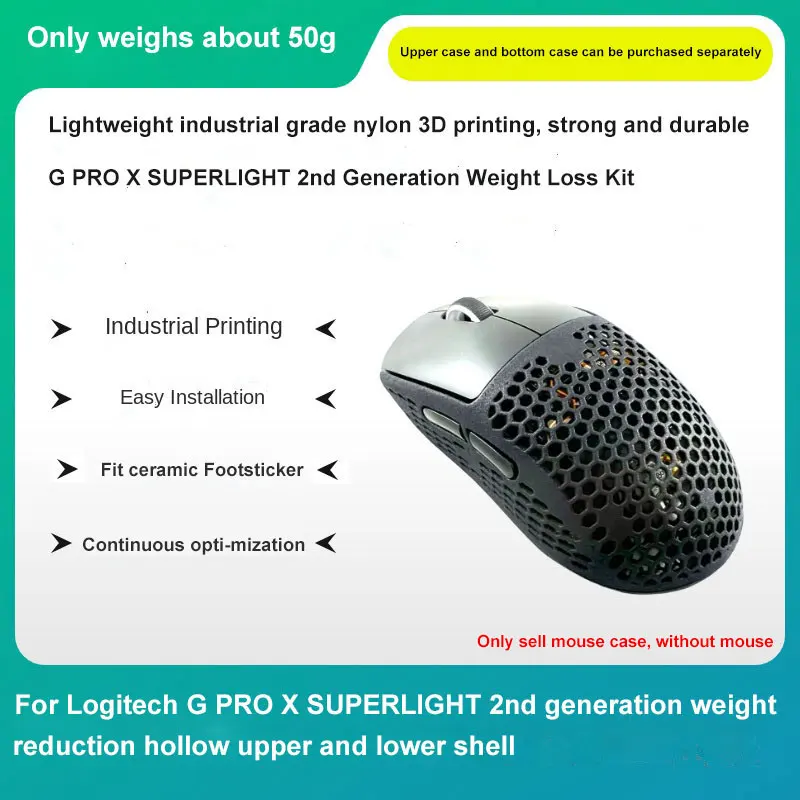 For Logitech G Pro X Superlight 2 Generation Weight Loss DIY Lightweight Gaming Mouse Upper Shell Bottom Shell 3D Printing Kit