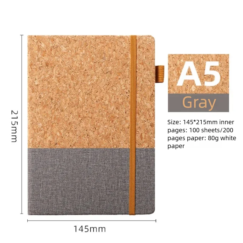 Eco-Friendly Recycled Cork and Straw Minimalist Notebook