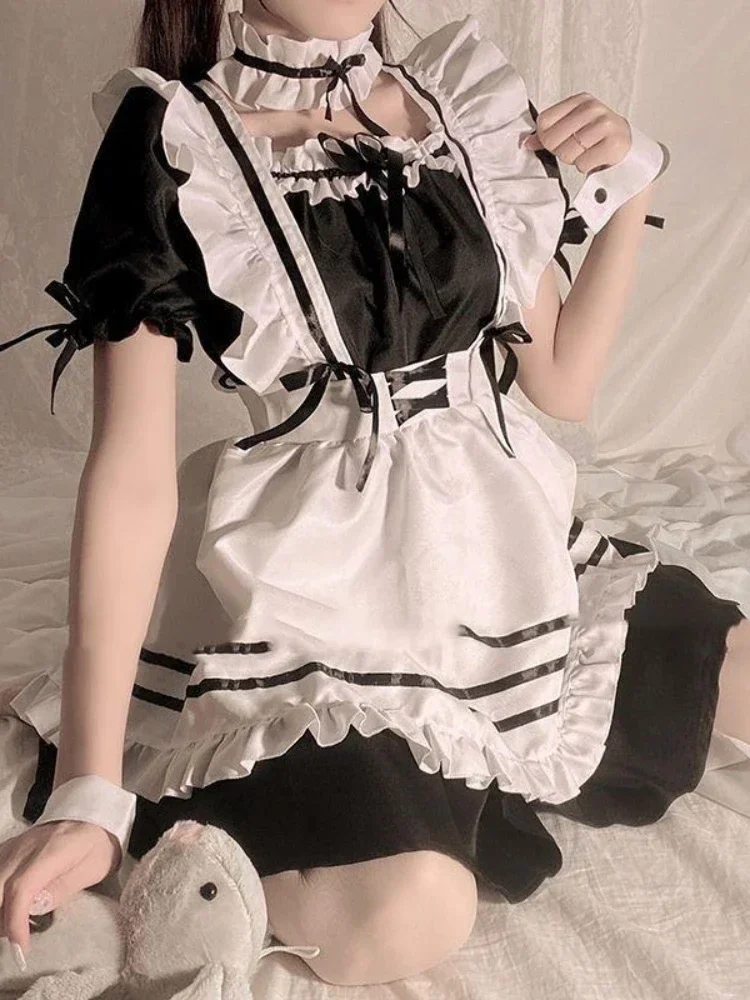 Maid Lolita Chemise Cosplay Role Playing Costumes For Party Club Stage Apparel Bow Ties Ball Gowns Waitress Uniform Plus