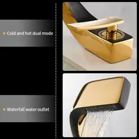 ห้องน้ําดาดฟ้าติดตั้งก๊อกน้ําอ่างล้างหน้าสีดําอ่างล้างจานแตะเดี่ยวหลุมน้ําแตะร้อนและเย็น mitigeur salle de bain ก๊อกน้ําผสม 4