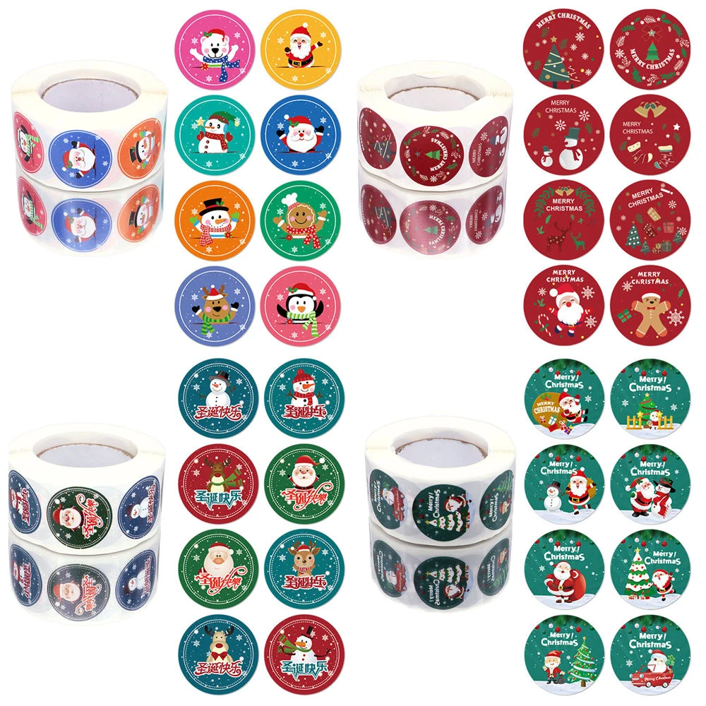 Merry Christmas Stickers 500Pcs For DIY Gifts Baking Package Envelope Stationery Decor