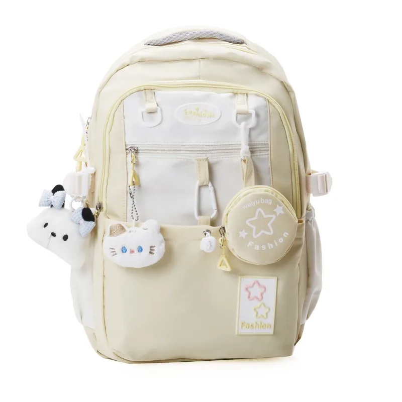 Simple Cute Star Pattern School Bag Large Capacity Wear Resistant Backpack for Student Study Travel Outdoor Camping 5