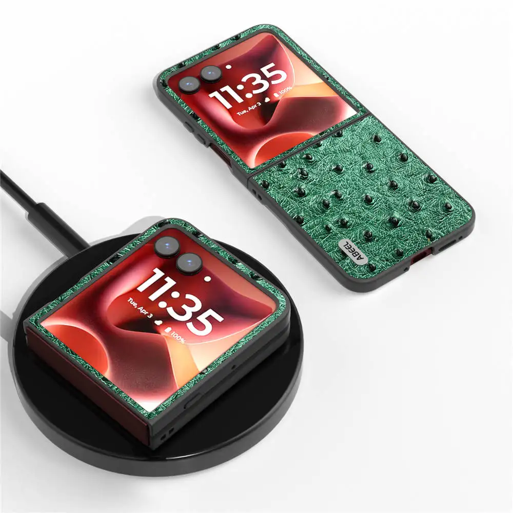 Genuine Leather Case for Motorola Razr 60 Ultra 2025 Ostrich