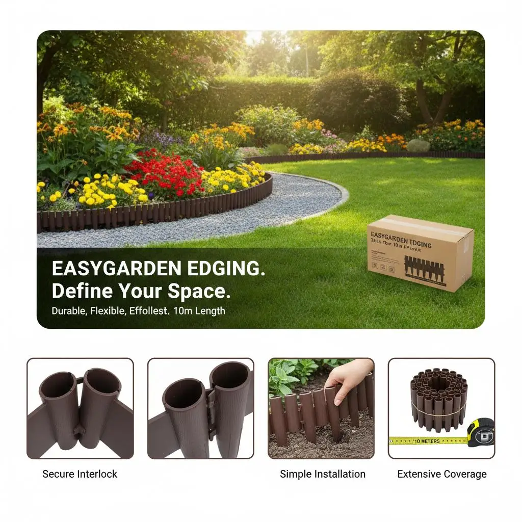Rasenkantenbänder 36 Stück Braun 10 m PP – Detail 6