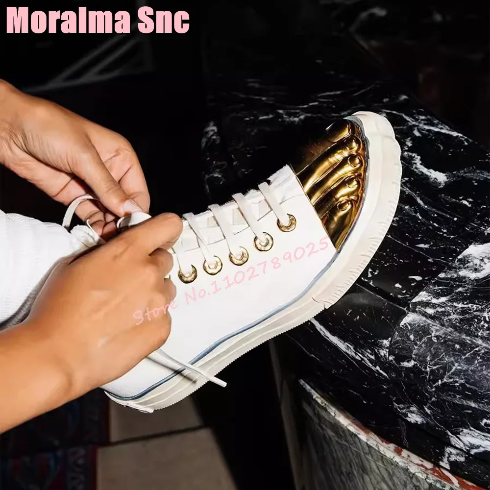 2025 nuevas zapatillas de lona con forma de dedos dorados, con