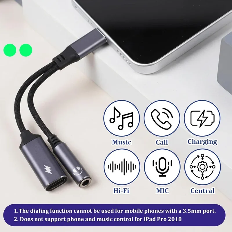 Dual Function USB-C to 3.5mm Audio Adapter