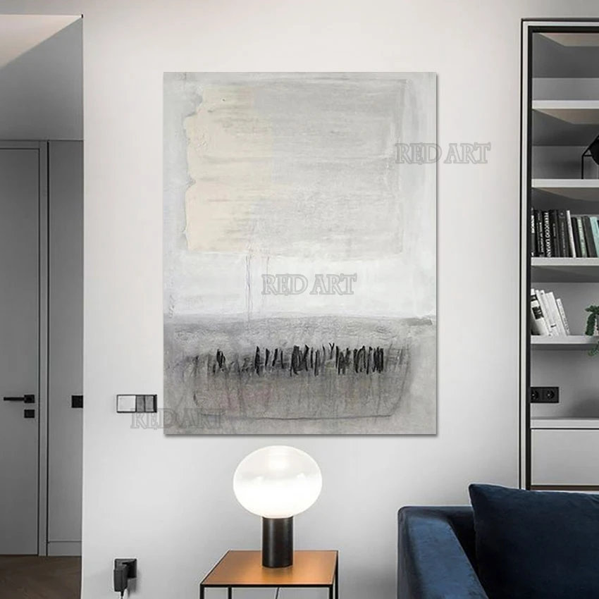 

Современная живопись, большая простая серая настенная масляная живопись, Картина на холсте, 100% ручная роспись, Абстрактные Художественные изделия