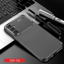 Luxury Silicone Carbon Fiber Phone Case - Premium Protector Cover - S24 Ultra (Black)