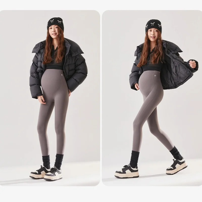 2024 Spring Autumn Maternity Leggings Pregnant Women High Elastic Belly Support Pants Unfettered Seamless Maternity Shark Pants 5