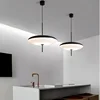 Modern Simple Astep Pendant Light Restaurant Living Lamp Bedroom Study Bar LED Lamp Black And White UFO Chandelier 6
