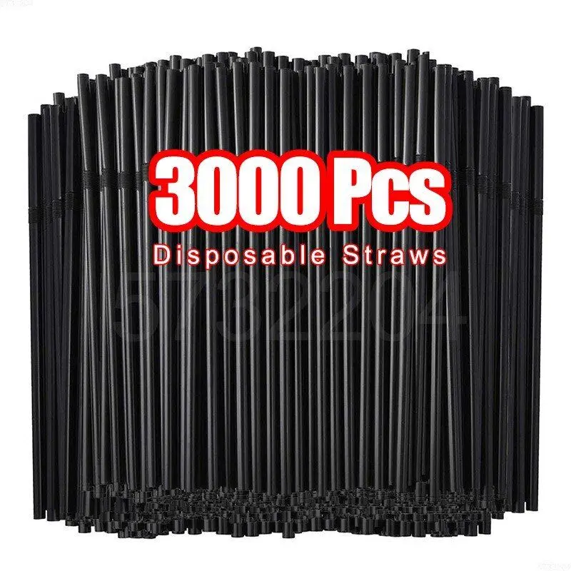 50-3000Pc Colorful & Black Drinking Straws Wedding Party Milk cocktail Tea Straw for Bar Kitchen Beverage Home Straws