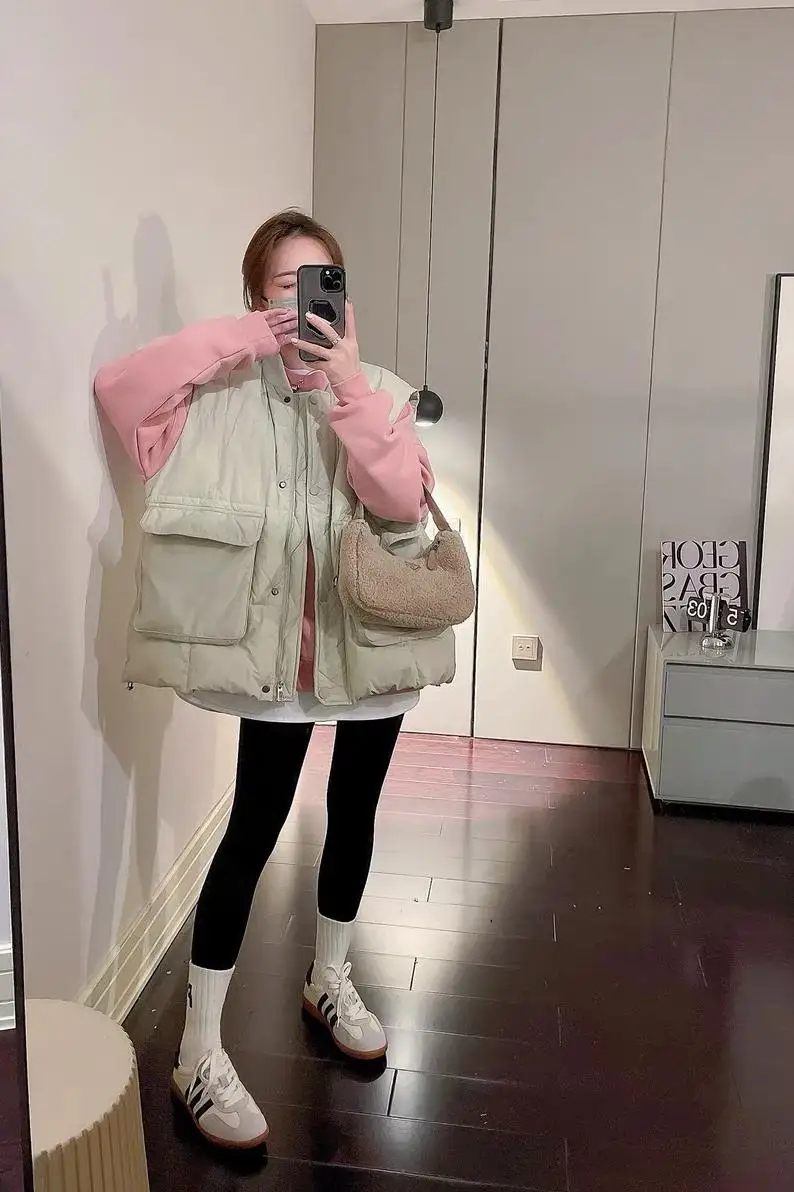 Winter Maternity Sleeveless Coats with Big Pockets Plus Size Pregnant Woman Vest Jackets Button Warm Padded Jacket Women Casual