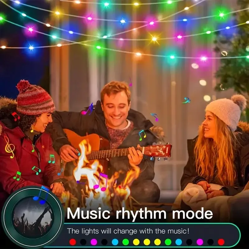 USB-Powered Smart RGB-IC Fairy Light String with Bluetooth & Remote Control