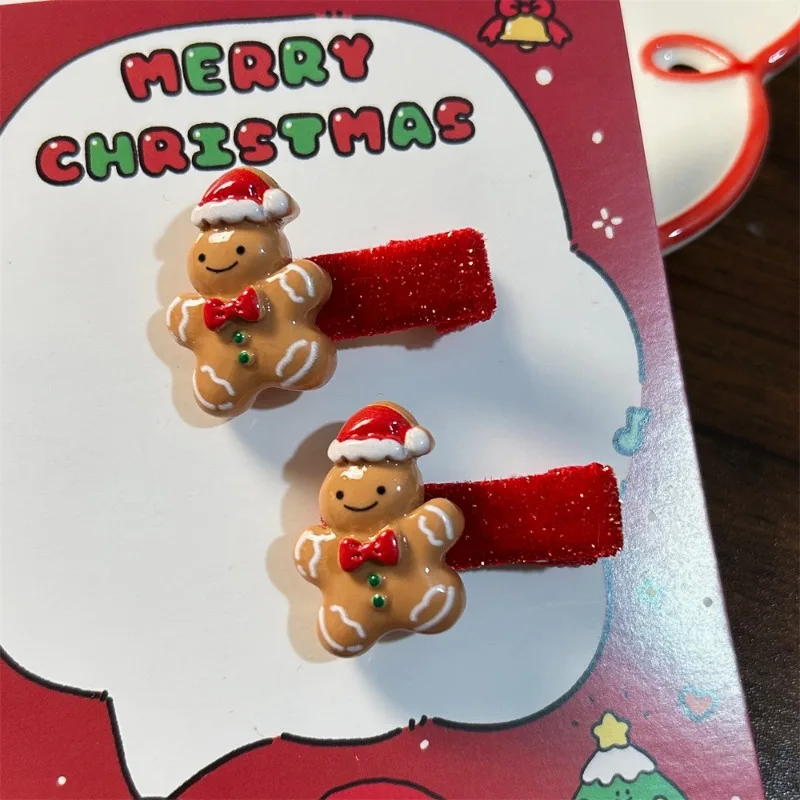 2Pcs/Pair Christmas Red Velvet Hair Clip Woman Girls Party Santa Tree Snowman Cute Hair Accessories Gift Hairwear Decoration