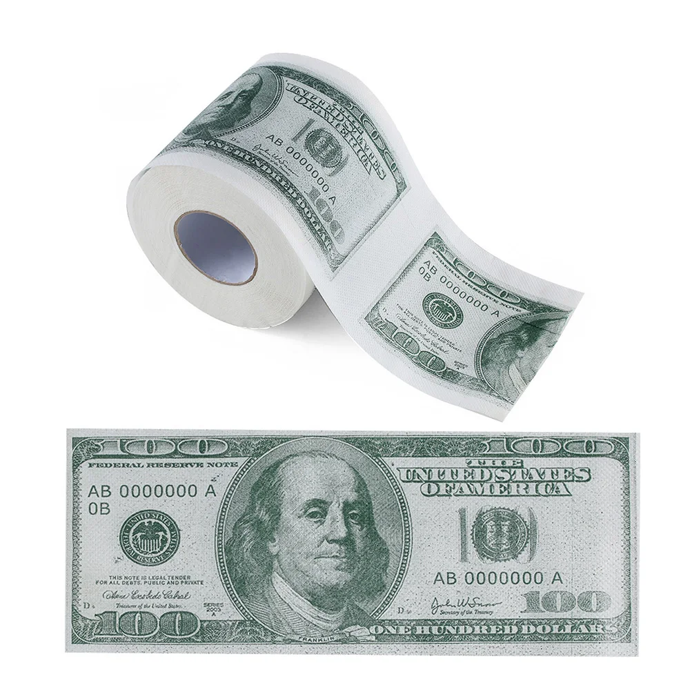 Funny One Hundred Dollar Bill Toilet Roll Paper Money Roll $100 Novel Gift 2Ply Paper Towels Tissue Bathroom Supplies toilet roll paper paper towel paper tissue disposable paper towel