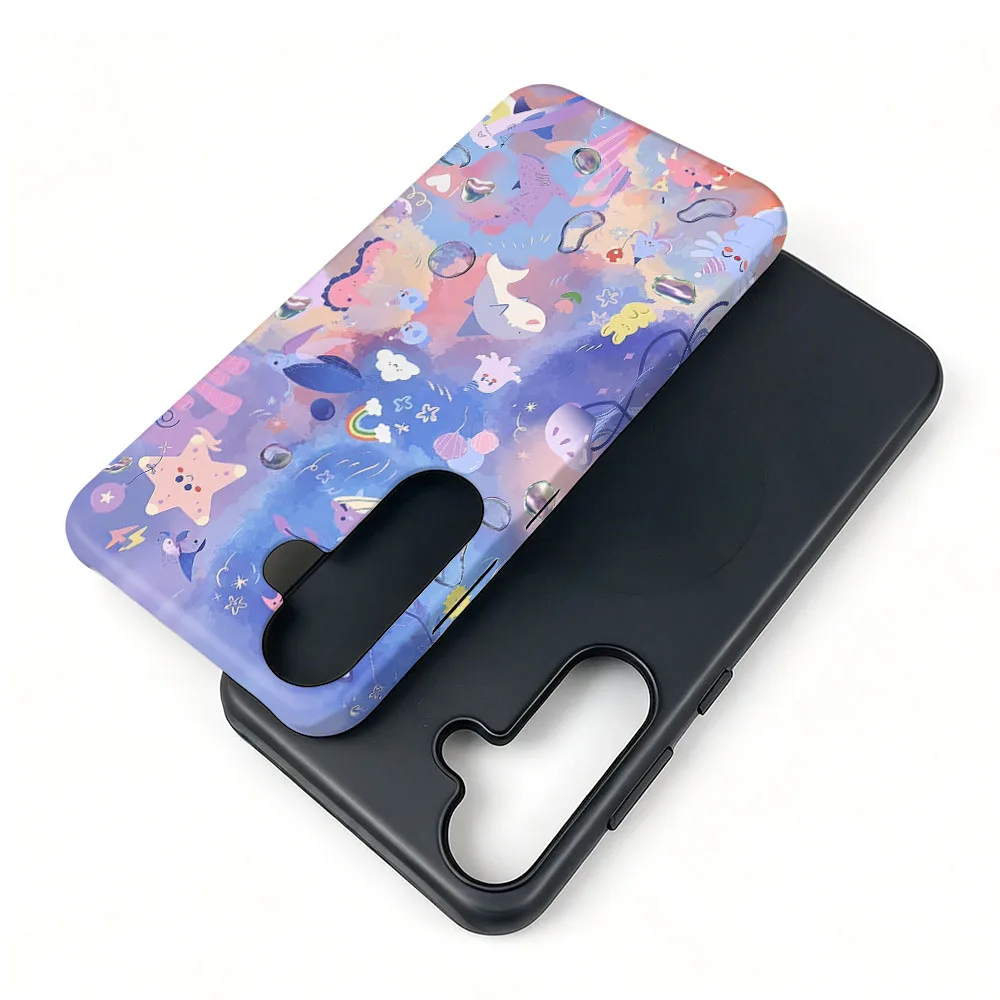 Magnetic Cartoon Pattern 2-in-1 Phone Case with Film Cover