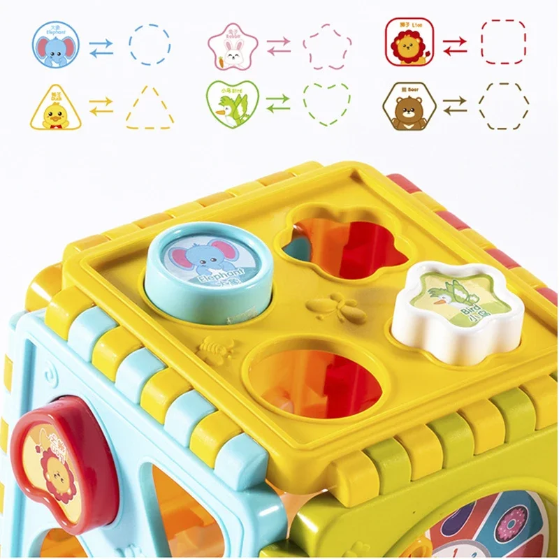Puzzle Building Block Toy Shape Matching Hexahedron with Number Graphic Cognitive Block for Baby gift puzzle building block toy