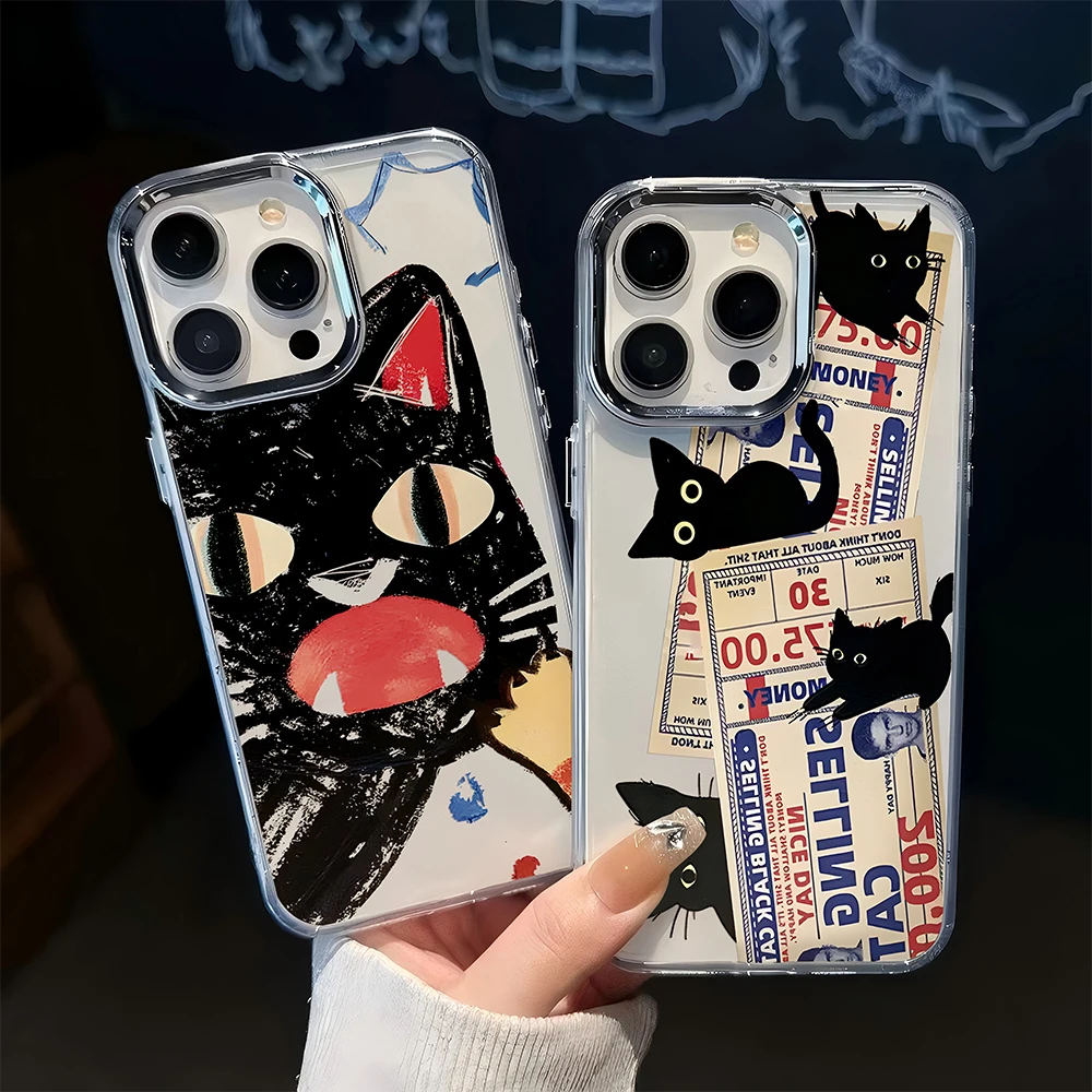 Charming Angry Black Cat Transparent Phone Case - Soft Silicone TPU Back Cover