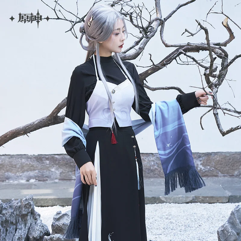 Shenhe Scarf Game Genshin Impact Official miHoYo Merch Fashion Autumn Winter Warm Shawl Scarves for Women Men Couple Gifts