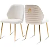 Cream Velvet Upholstered Dining Chairs Set of 2, Modern Accent Dining Room Chairs Tufted Armless Side Chair 1